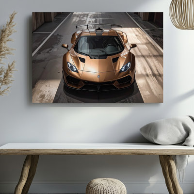 Bronze Lamborghini Aventador Scissor Door Supercar In Cinematic Garage Wall Art Canvas Ready To Hang Gallery Wrapped Home Decor Decor