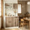 Buffet avec bahut et prise de courant, buffet de cuisine de 71 pouces avec tablettes réglables, desserte de salle à manger avec tiroir et armoire, garde-manger autoportant en bois pour la cuisine et le salon