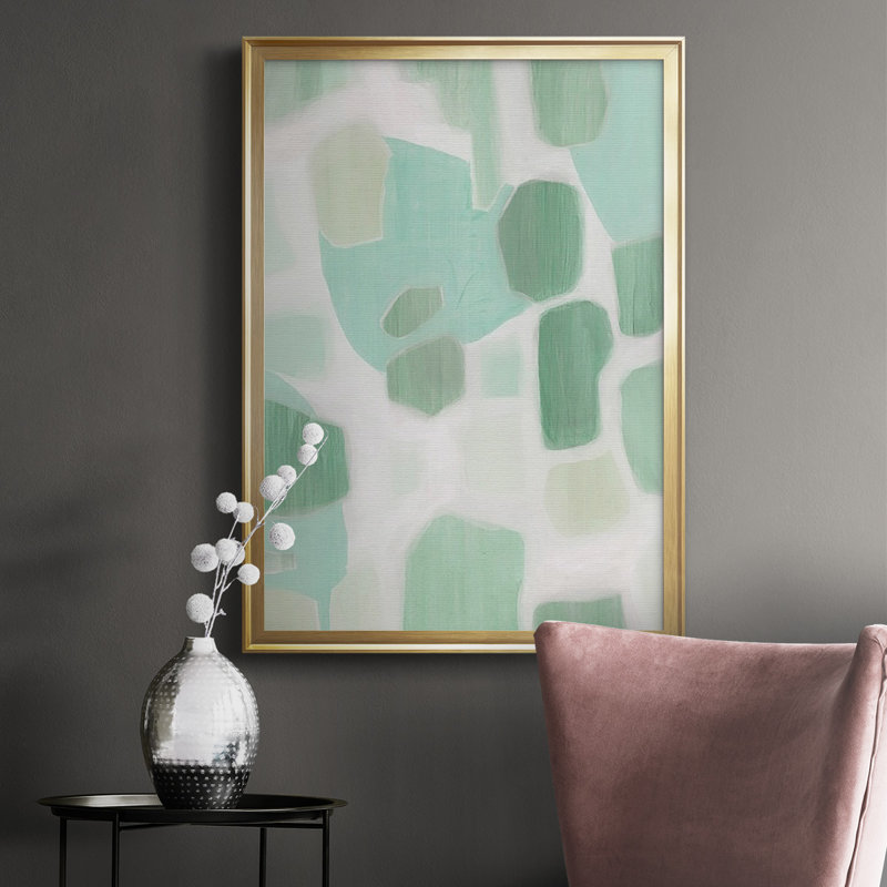 River Shapes II, reproduction encadrée de qualité supérieure, prête à être accrochée, Or, H 42,5 po x l 30,5 po x P 1 po