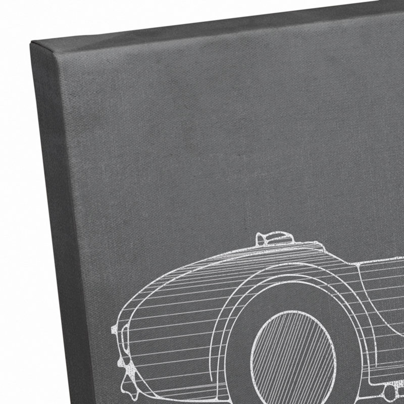 Art sur toile croquis de voiture Flara, H 11 po x l 14 po x P 1,25 po, Gris