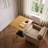 Compact Square Dining Table for Two - Modern Bamboo Top with Black Metal Pedestal Base