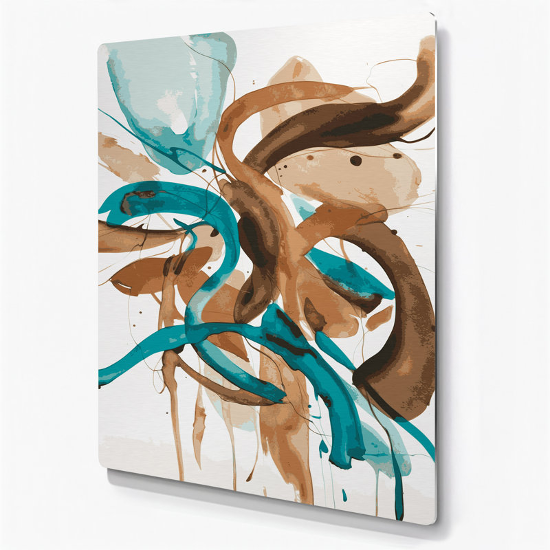 Abstrait aquarelle 84, art mural vert en métal, H 36 po x l 24 po