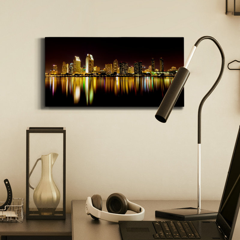 San Diego Skyline - impression sur toile tendue, H 16 po x l 8 po x P 1 po