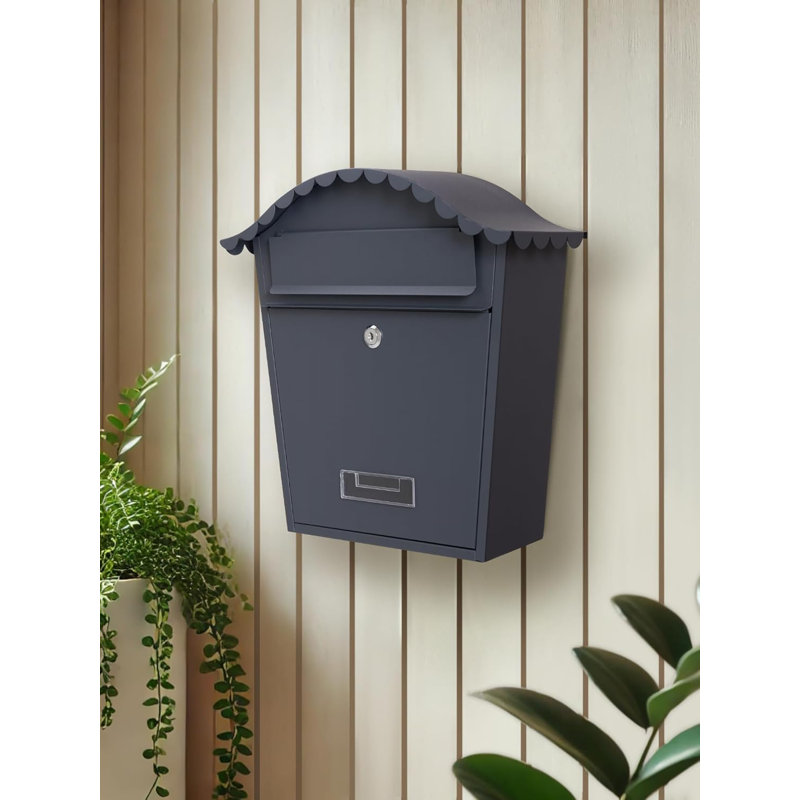 Cartegena Steel Wall Mounted Post Box, Grey