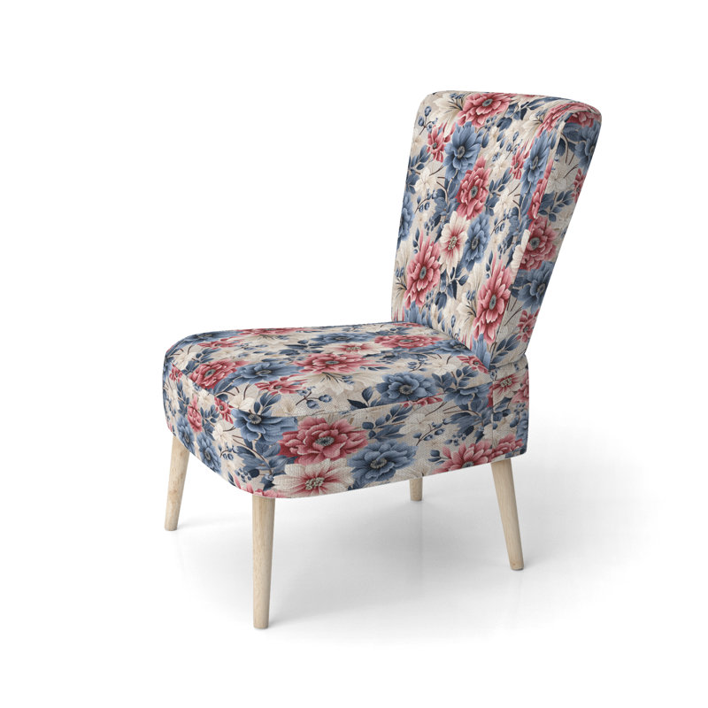 Chaise d'appoint rembourrée rose et bleue