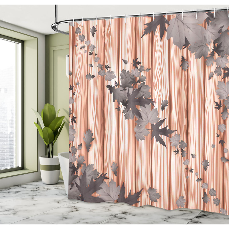 Autumn Shower Curtain Set + Hooks, 69"H x 75"W, Dark Warm