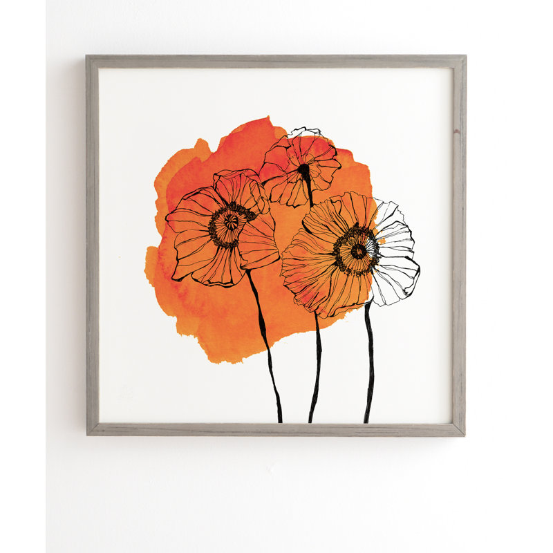 « orange pops », impression, H 30 po x l 30 po x P 1 po, Cadre brun