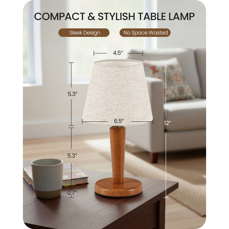 Lampes de table 12 po en bois massif à intensité variable avec mémoire