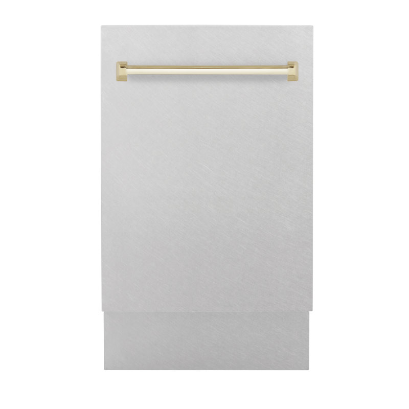 ZLINE Autograph Edition 18” Compact Control Dishwasher in Fingerprint Resistant Stainless Steel, Gold 