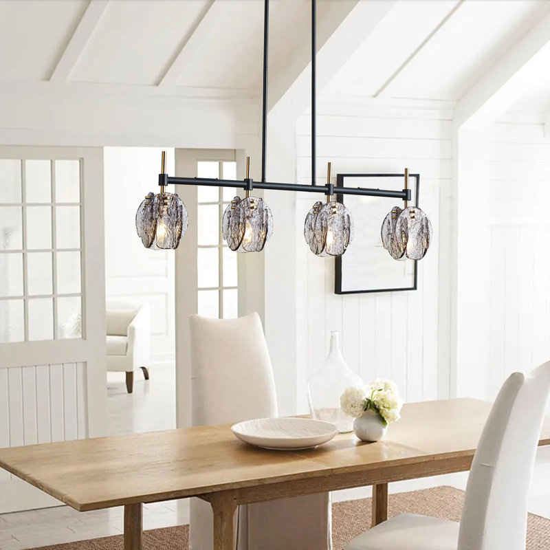 Luminaire suspendu réglable en verre fumé à 4 lampes