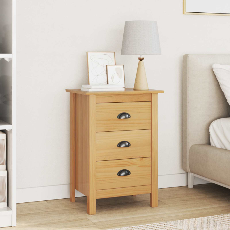 46cm W Solid Wood Bedside Table, Natural