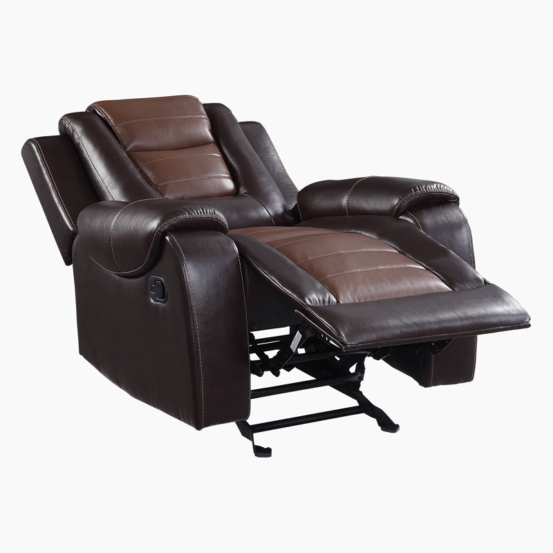 Lenhof 40" Transitional Premium Faux Leather Glider Reclining Chair with Gentle Gliding Motion & Tab Pull Recline