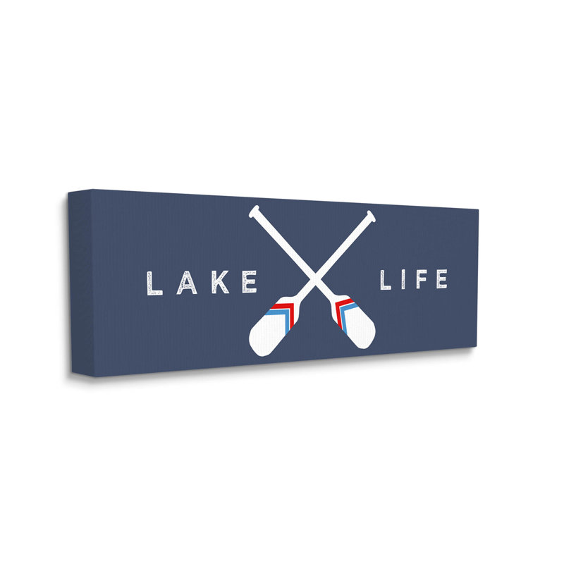«Lake Life», art mural sur toile d'avirons rayés par Lil 'Rue, H 17 po x l 40 po x P 1,5 po