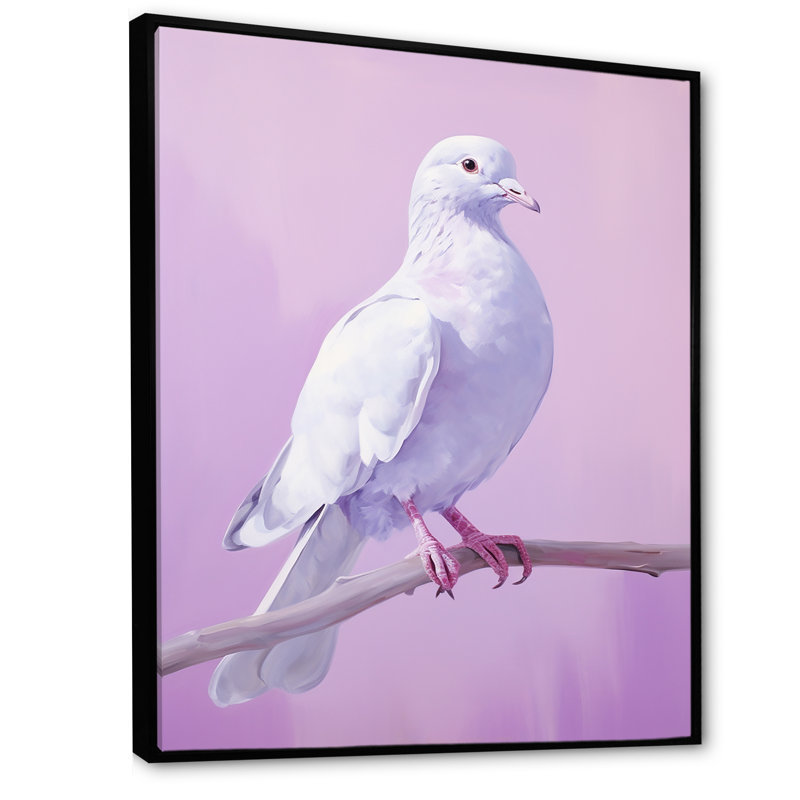 Colombe polie I sur toile, H 32 po x l 16 po x P 1 po, Cadre flottant noir