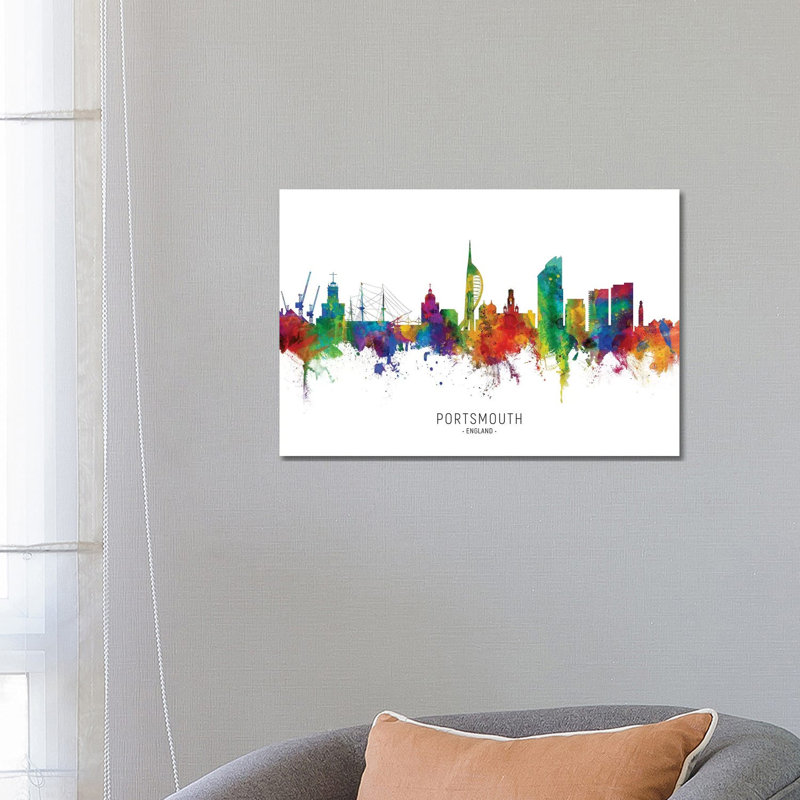 Portsmouth England Skyline by Michael Tompsett - Wrapped Canvas Painting, 66.04 cm H x 45.72 cm W x 1.91 cm D