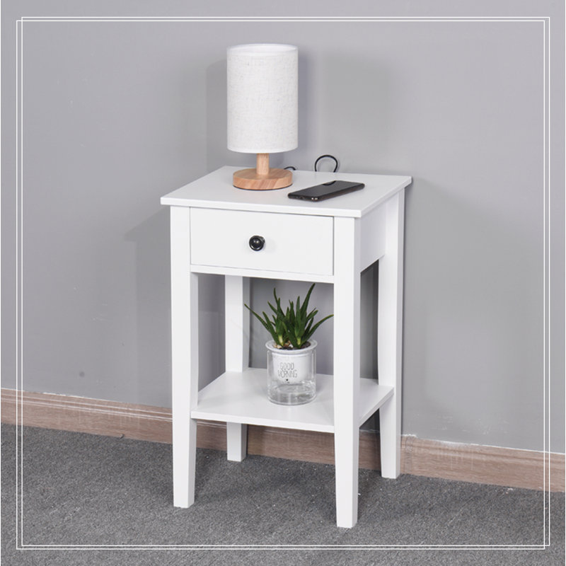 White Bathroom Floor-standing Storage Table with a Drawer