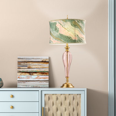 Lampe de table géométrique en verre 33 po
