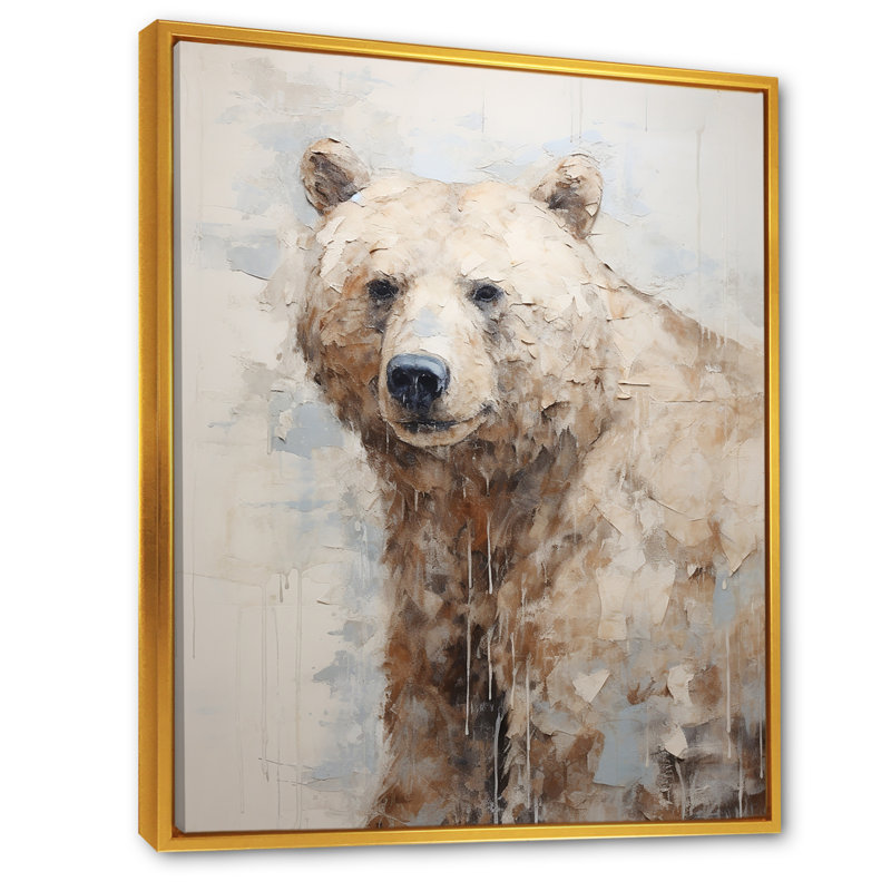 Minimalisme ours dans la glace I, Cadre flottant doré, H 32 po x l 24 po x P 1 po