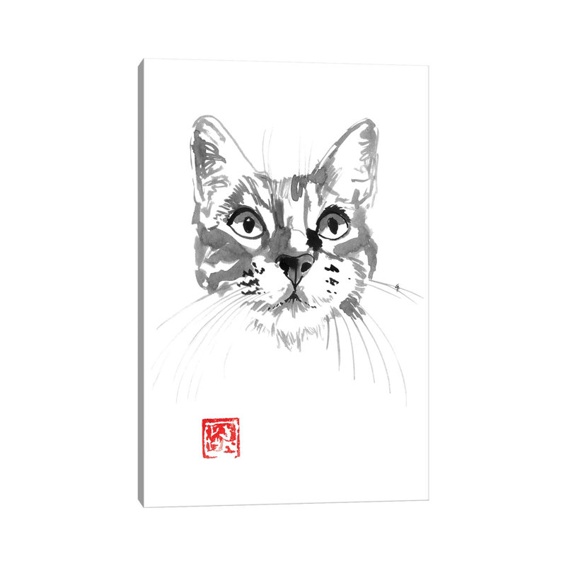 Cute Cat Face by Péchane - Painting on Canvas, Wrapped Canvas, 152.5 cm H x 101.5 cm W x 3.175 cm D