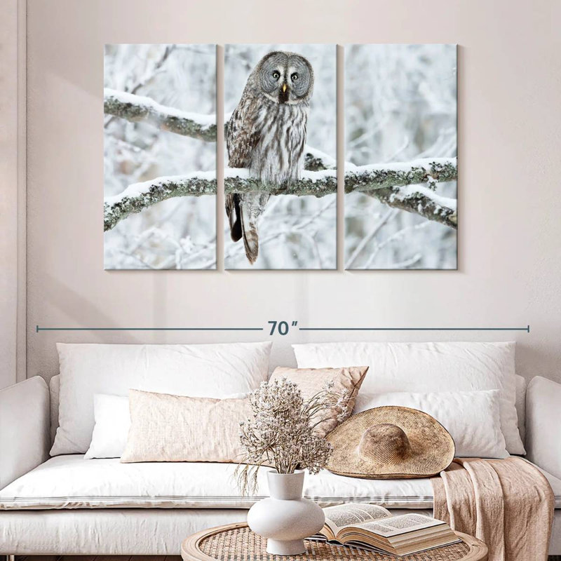 Great Grey Winter Owl, 32" H x 50" W