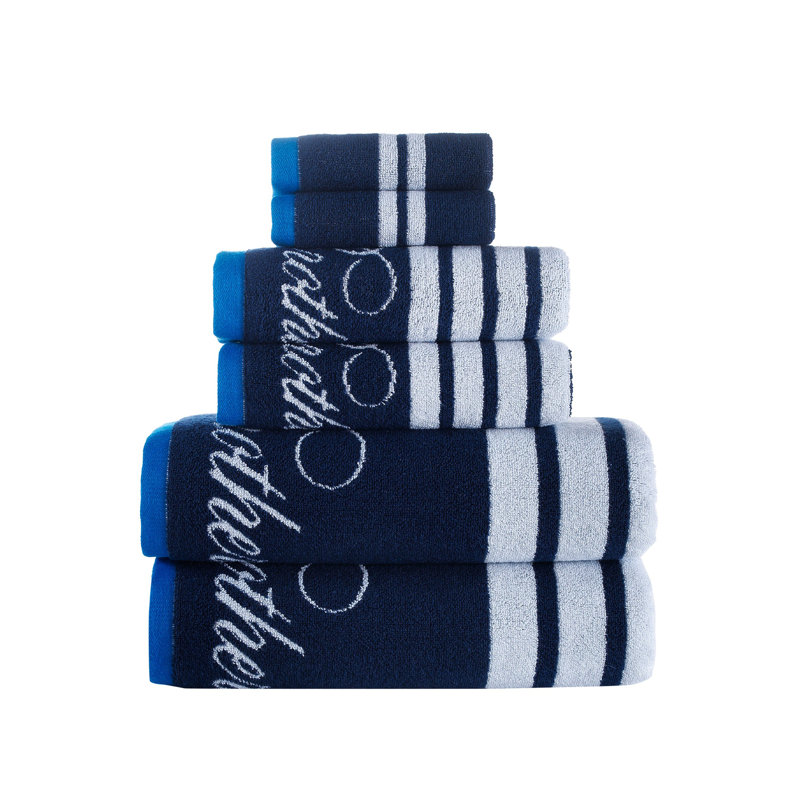 Turkish Cotton Plush Jacquard Mulit-Size Set, Navy