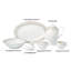 Lorren Home Trends Bone China Dinnerware Set, White With Marble Pattern And Gold Trim, 57 Piece Service For 8, Formal Dining Collection