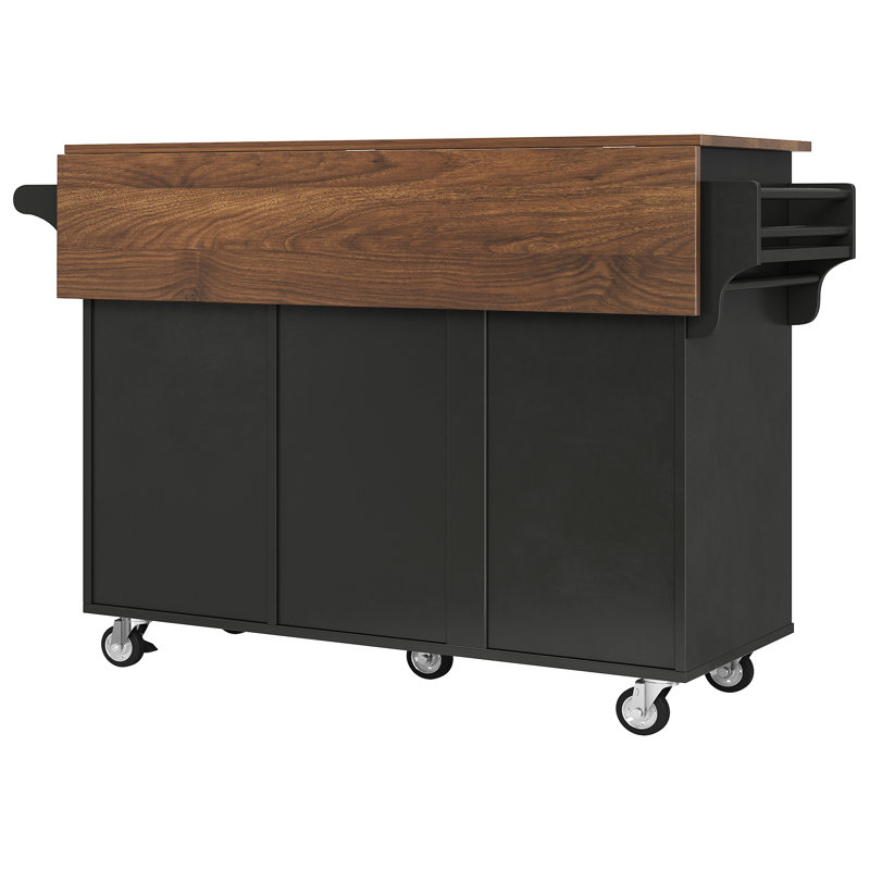 Wood Kitchen Island, Black