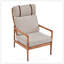 Fauteuil d'appoint Mid-Century moderne, structure en bois massif avec dossier haut, coussins rembourrés légers, conception ergonomique pour une assise confortable-130785007