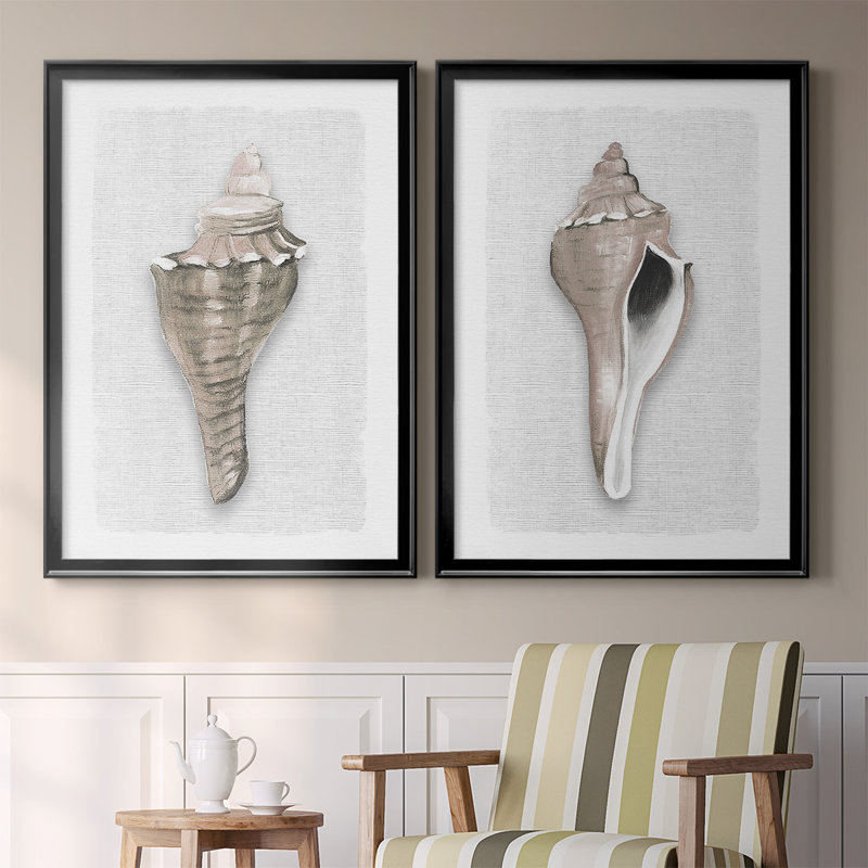 «Sea Front Shell I», ensemble de reproduction de peinture, Noir, H 30,5 po x l 45 po x P 1,25 po