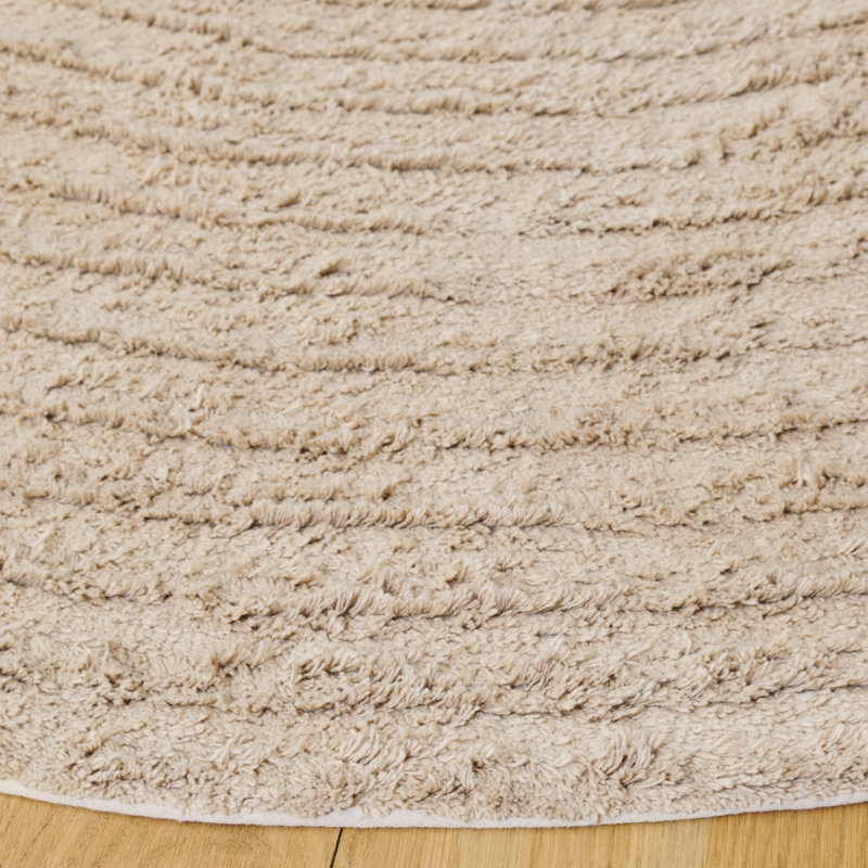 Easy Care 228 Hand Tufted Recycled Cotton Machine Washable Geometric Indoor Use Only Rug, Round 6'