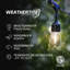 Ambience Pro 48 ft. Solar Outdoor Patio LED String Lights with 15 Warm White S14 Edison Bulbs, Weatherproof