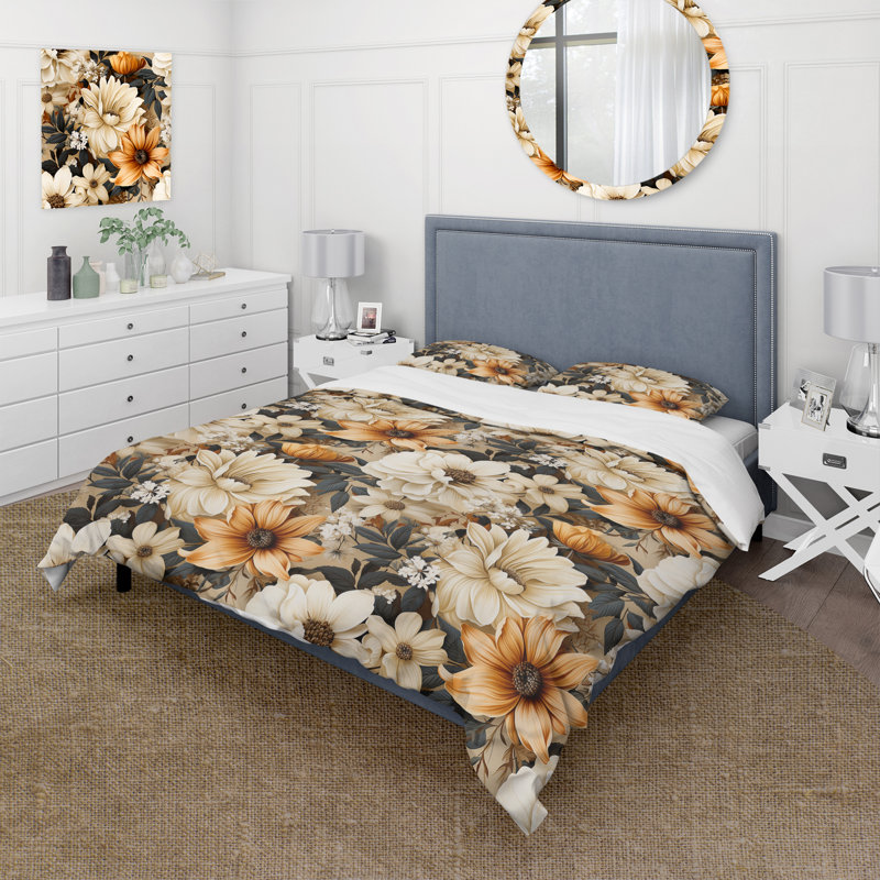 Motif bohème Earthy Elegance - ensemble de housse de couette floral - microfibre de polyester