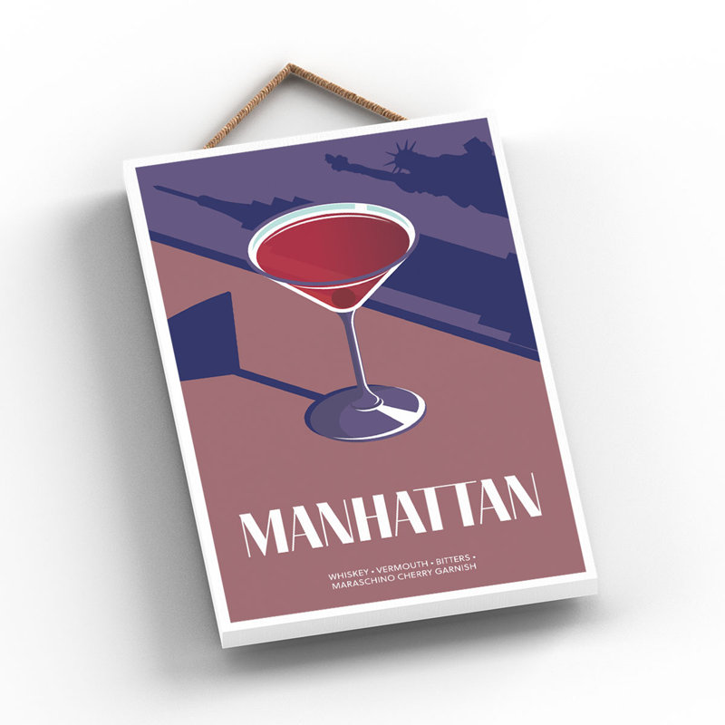 Cocktails - Manhattan Wooden Hanging Plaque