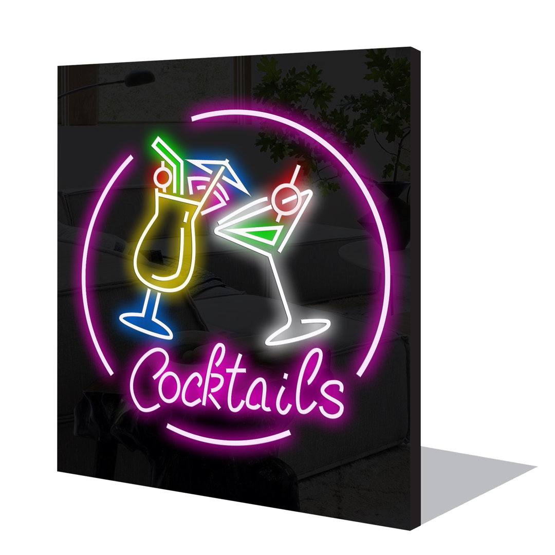 Neon Sign Light Two Cocktails Wall Décor