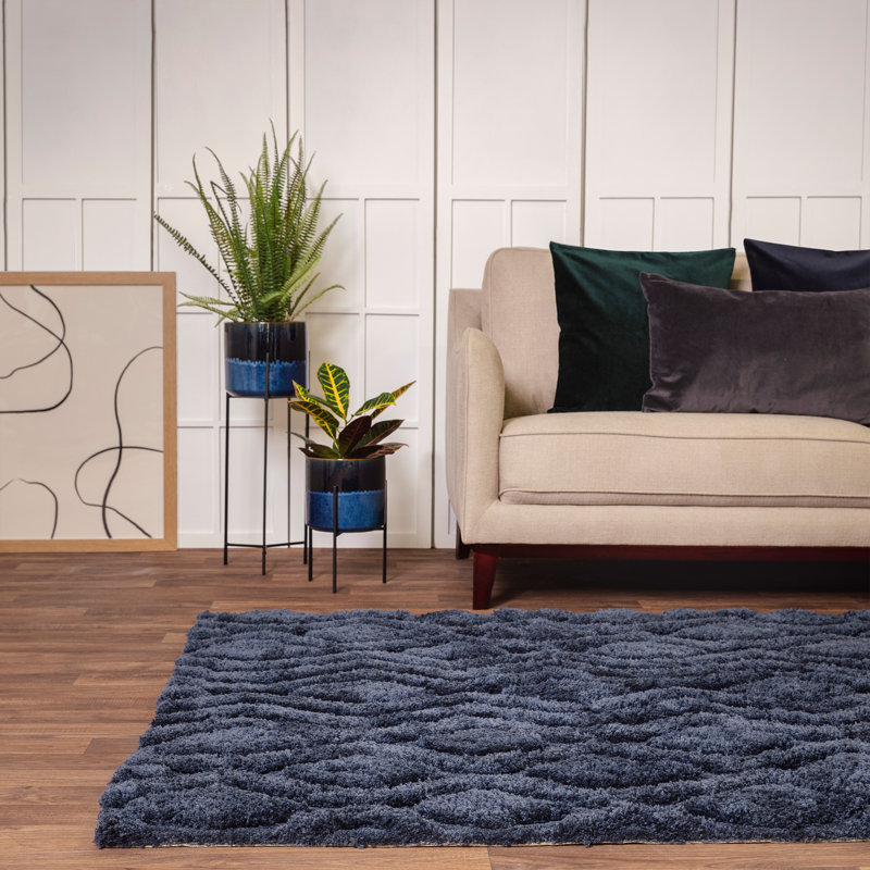 Peck Shaggy Navy Blue Rug, Rectangle 120 x 170cm