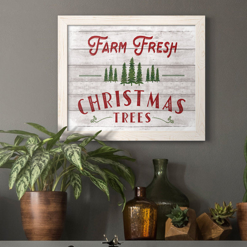 «Farm Fresh Christmas Trees», reproduction d'art textuel sur toile, Blanc, H 20 po x l 17 po x P 1,5 po