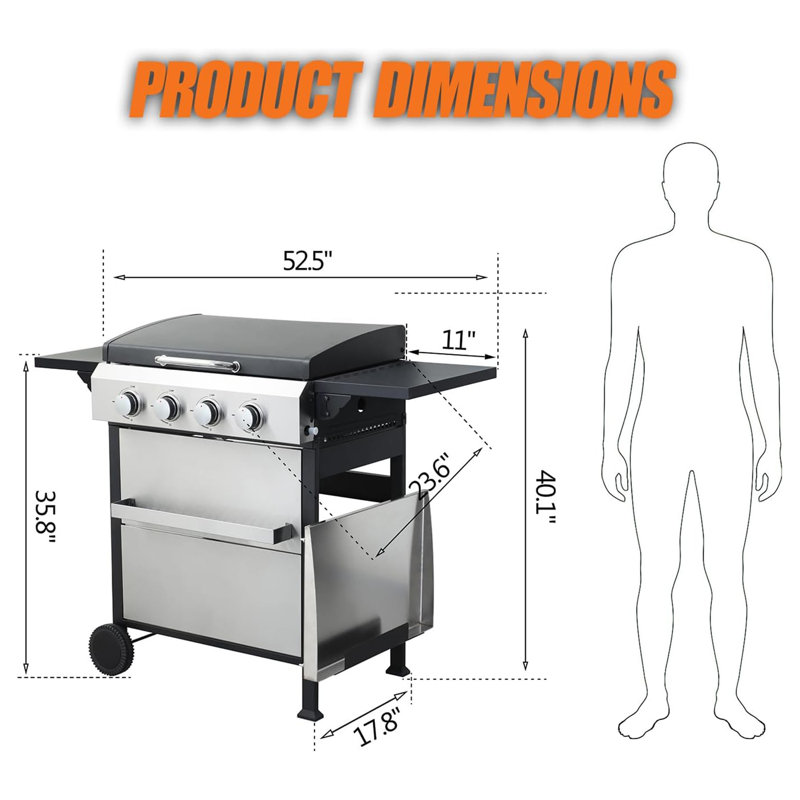 Barbecue au gaz propane à 4 brûleurs