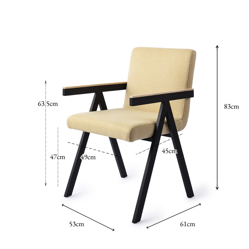 Osawatomie 47cm H Polyester Upholstered Metal Armchair in Yellow