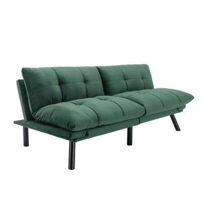 70.9" Upholstered Convertible Reclining Futon Sofa Bed with Adjustable Armrests by George Oliver