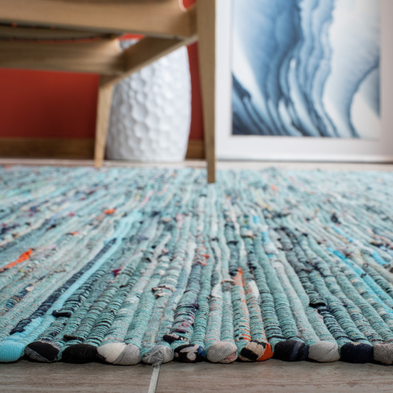Tapis rayé en coton tissé à la main Fales Rag, Rectangle 9 pi x 12 pi