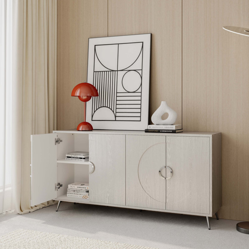 Armoire moderne en bois laqué 4 portes, Champagne