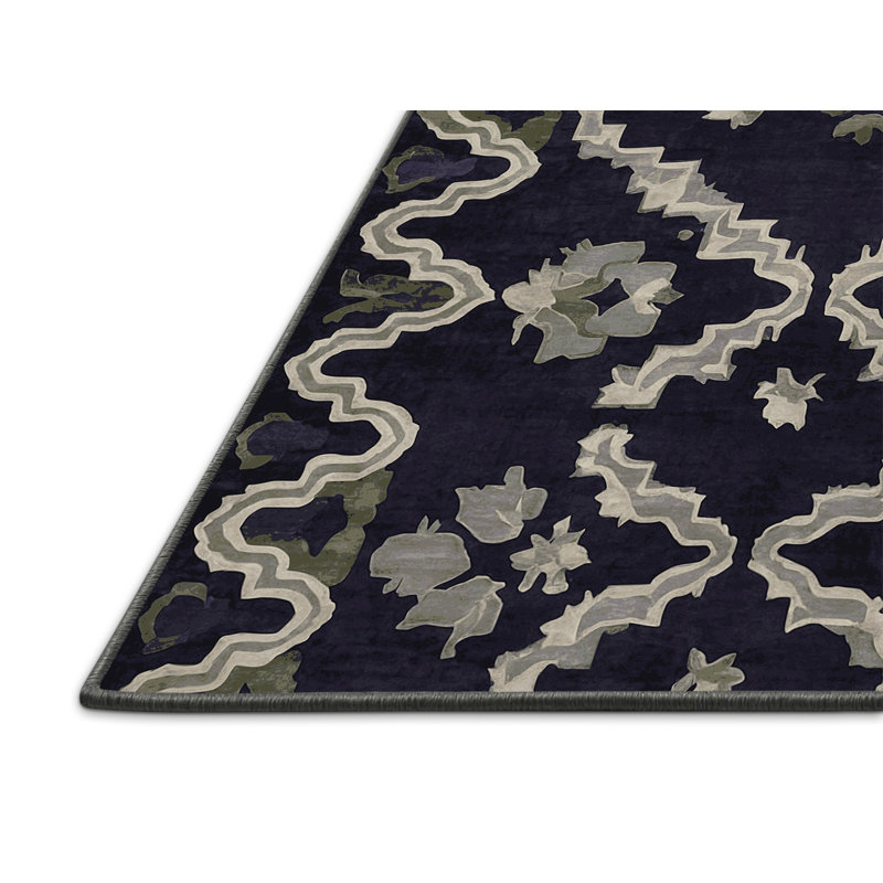 Tapis mauve soyeux et moelleux, Rond 3 pi