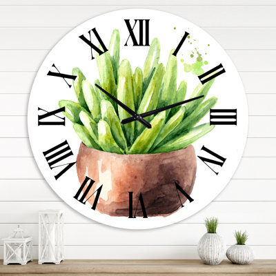 Succulent Flower In Terracotta Pot I - Horloge murale traditionnelle