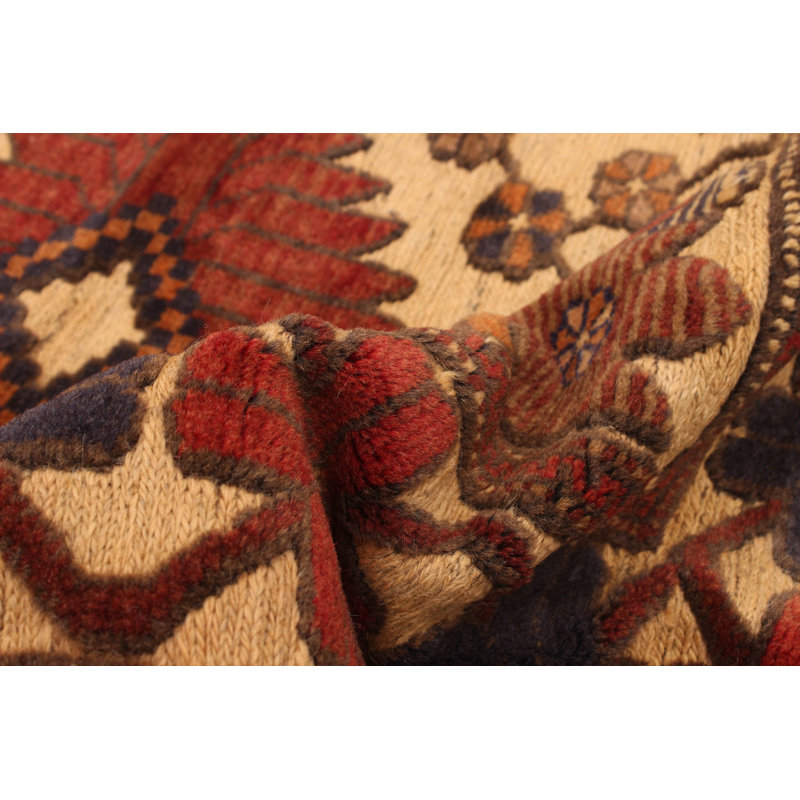 Tapis tadjik crème, rouge 3 pi 8 po x 5 pi 9 po