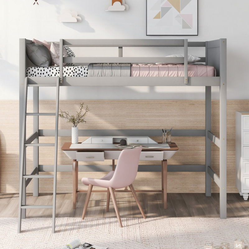Solid Wood Loft Bed With Ladder