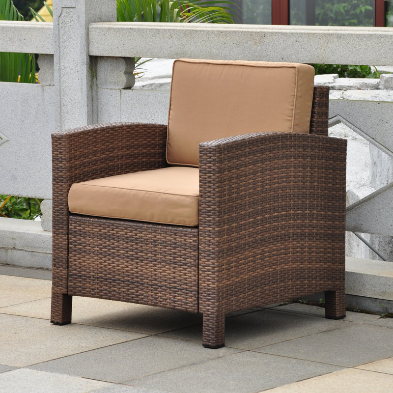 Chaise de patio avec coussin Katzer, Brun antique / café