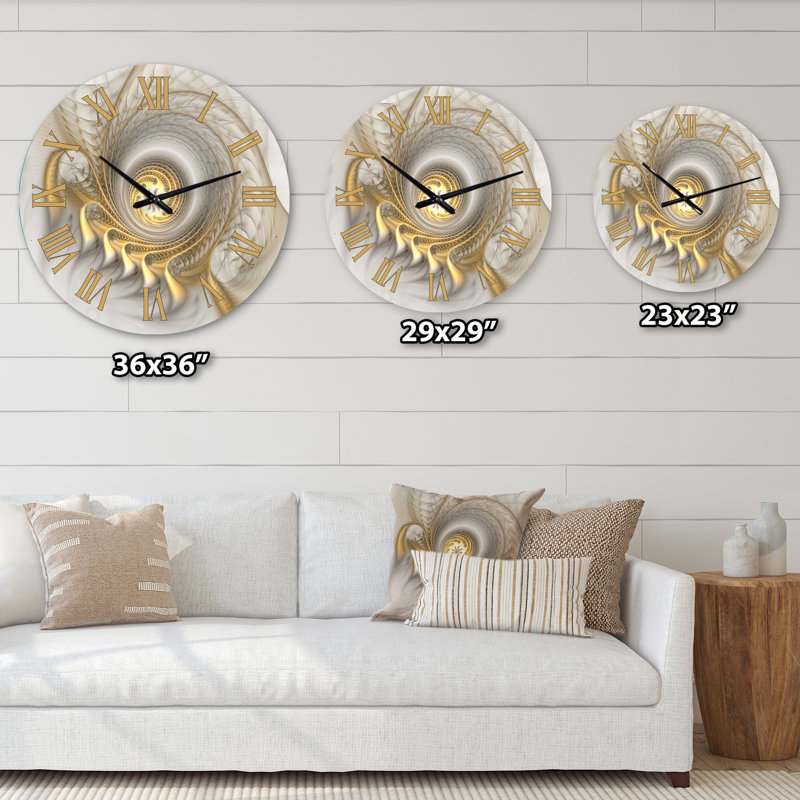 Glowing Fractal With Recursive Curves - Modern wall clock, Small