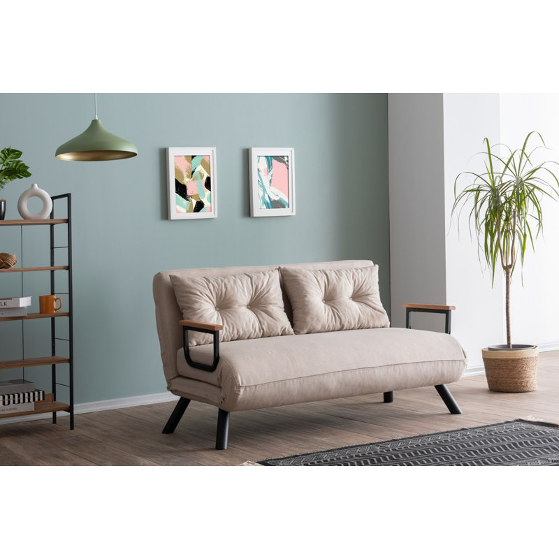 Allinson 133cm Upholstered Convertible Sofa, Cream