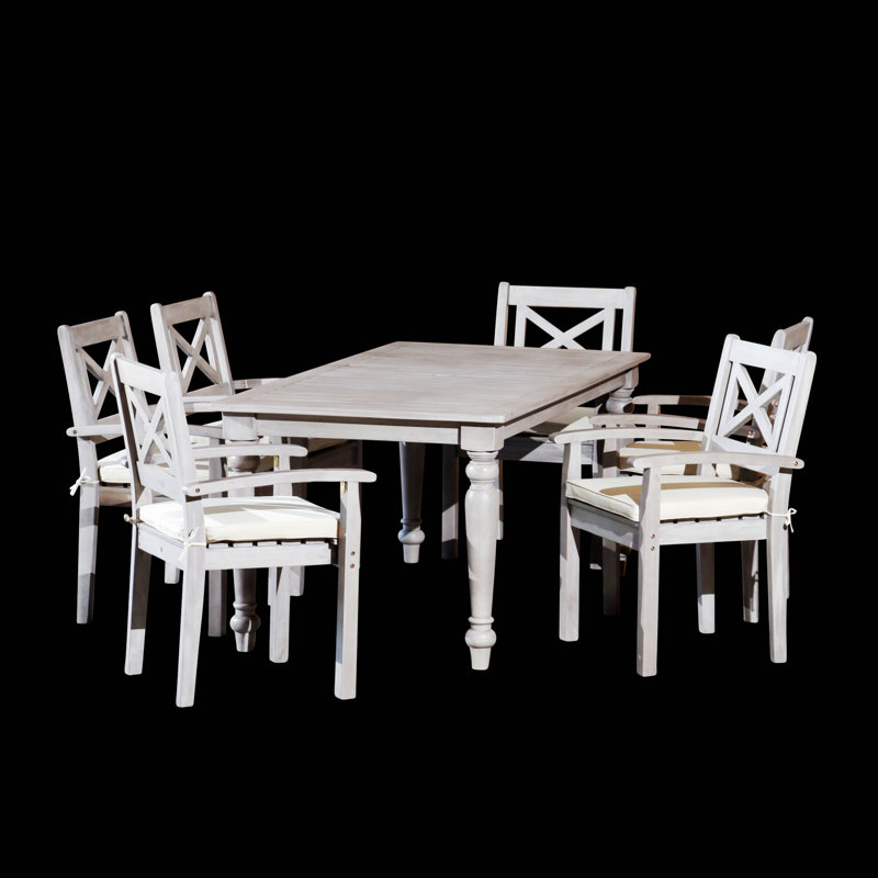 Ensemble de salle à manger 7 pièces rectangulaire avec table et chaises, 6