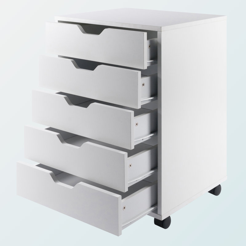 Peres 5-Drawer Mobile Cabinet, White